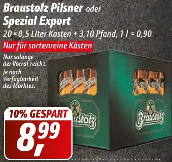 Simmel Braustolz Pilsner oder Spezial Export 20x0,5 Liter Kasten Angebot