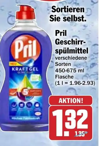 Hit Pril Geschirrspülmittel 450-675ml Angebot