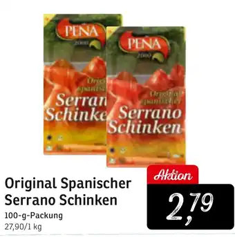 KONSUM Original Spanischer Serrano Schinken 100 g Packung Angebot