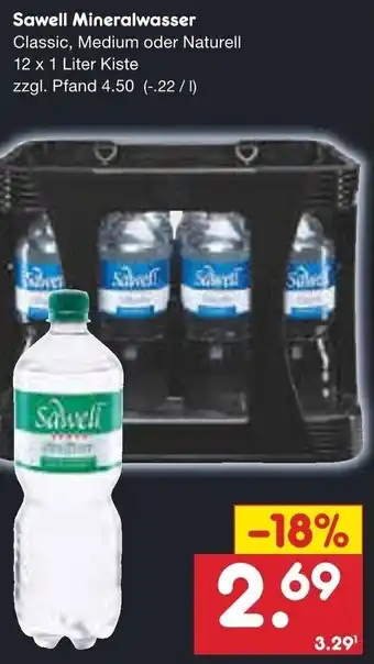 Netto Marken-Discount Sawell Mineralwasser 12 x 1 Liter Kiste Angebot