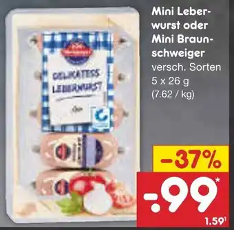 Netto Marken-Discount Mini Leberwurst oder Mini Braunschweiger 5x26 g Angebot