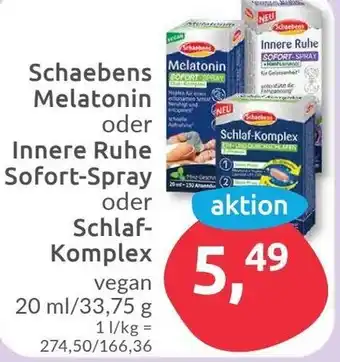 Budni Schaebens Melatonin oder Innere Ruha Sofort Spray oder Schlaf Komplex 20 ml/33,75 g Angebot