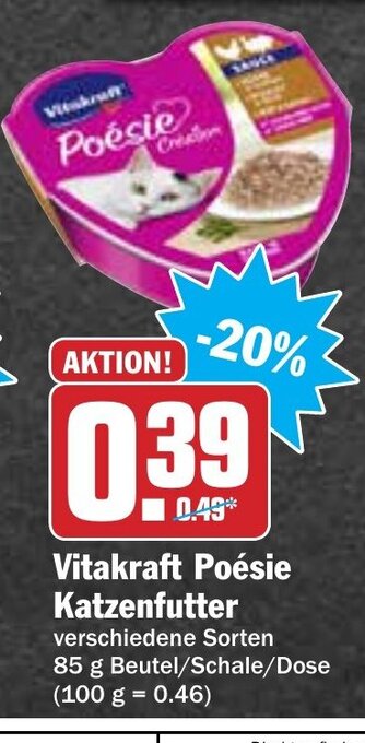 Hit Vitakraft Poésie Katzenfutter 85g Beutel Angebot