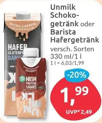 Budni Unmilk Schokogetränk oder Barista Hafergetränk 330 ml/1 L Angebot