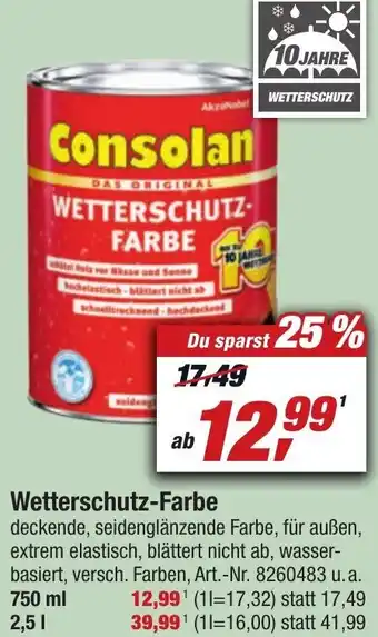 toom Baumarkt Consolan Wetterschutz Farbe 750 ml Angebot