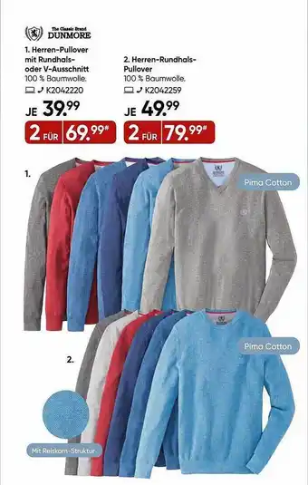 Galeria Dunmore herren-pullover mit rundhals- oder v-ausschnitt oder herren-rundhals-pullover Angebot