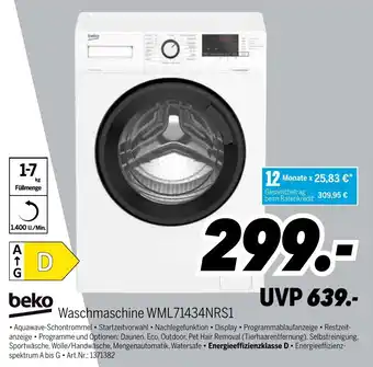 MEDIMAX beko Waschmaschine WML71434NRS1 Angebot