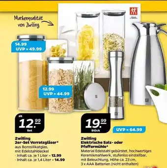 NETTO Zwilling 2er-set vorratsgläser oder elektrische salz- oder pfeffermühle Angebot