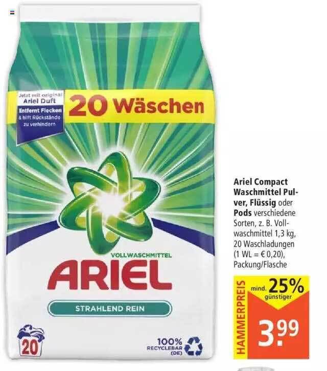 Ariel compact waschmittel pulver, flüssig pods Angebot bei Marktkauf