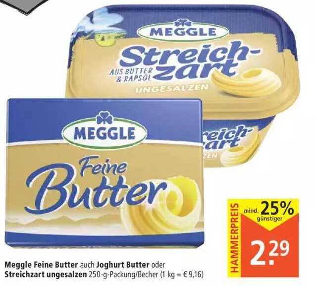 Meggle feine butter auch joghurt butter oder streichzart ungesalzen