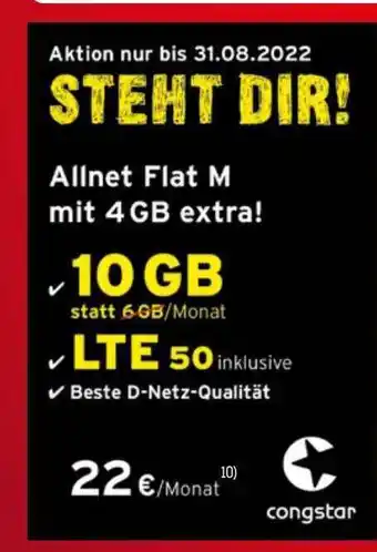 Euronics XXL Congstar allnet flat m mit 4 gb extra! Angebot