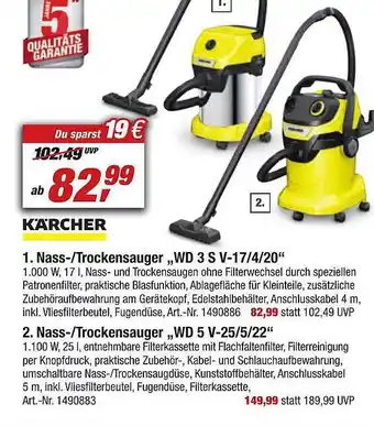 toom Baumarkt Nass-trockensauger „wd 3 s v-17-4-20“ oder nass-trockensauger „wd 5 v-25-5-22 kärcher“ Angebot