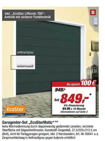 toom Baumarkt Garagentor-set „ecostarmatic“ Angebot