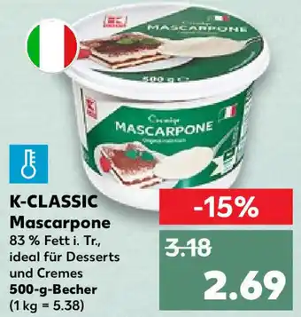 Kaufland K-Classic Mascarpone 500 g Becher Angebot