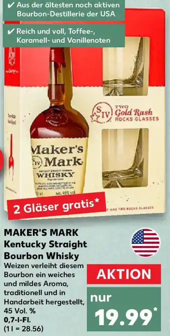 Kaufland Maker's Mark Kentucky Straight Bourbon Whisky 0,7 L-Fl. Angebot