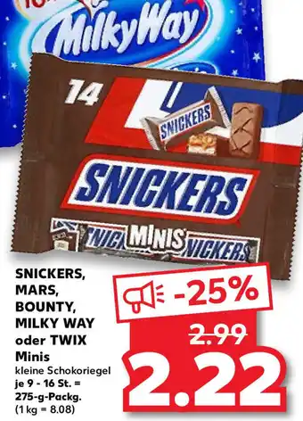 Kaufland Snickers, Mars, Bounty, Milky Way oder Twix Minis 275 g Packg. Angebot