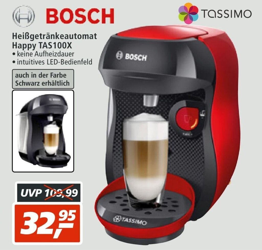 Bosch Tassimo Kapselkaffeemaschinen Happy TAS100X Angebot bei mein real