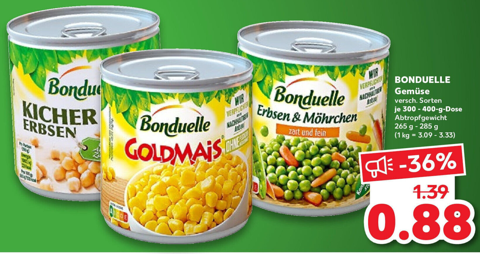 Bonduelle Gemüse 300400 g Dose Angebot bei Kaufland