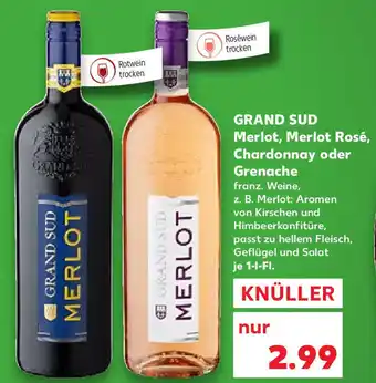 Kaufland Grand Sud Merlot, Merlot Rosé, Chardonnay oder Grenache 1 L-Fl. Angebot