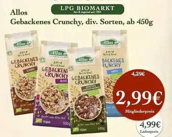 LPG Biomarkt Allos gebackenes crunchy div. sorten Angebot