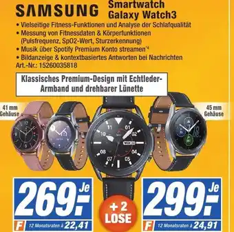 Expert Technomarkt Samsung Smartwatch Galaxy Watch3 Angebot