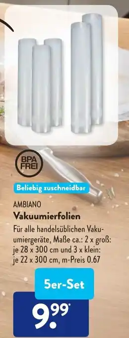 Aldi Süd Ambiano Vakuumierfolien 5er Set Angebot