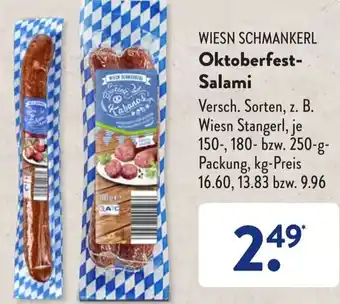 Aldi Süd Wiesn Schmankerl Oktoberfest Salami 150, 180 oder 250 g Packung Angebot