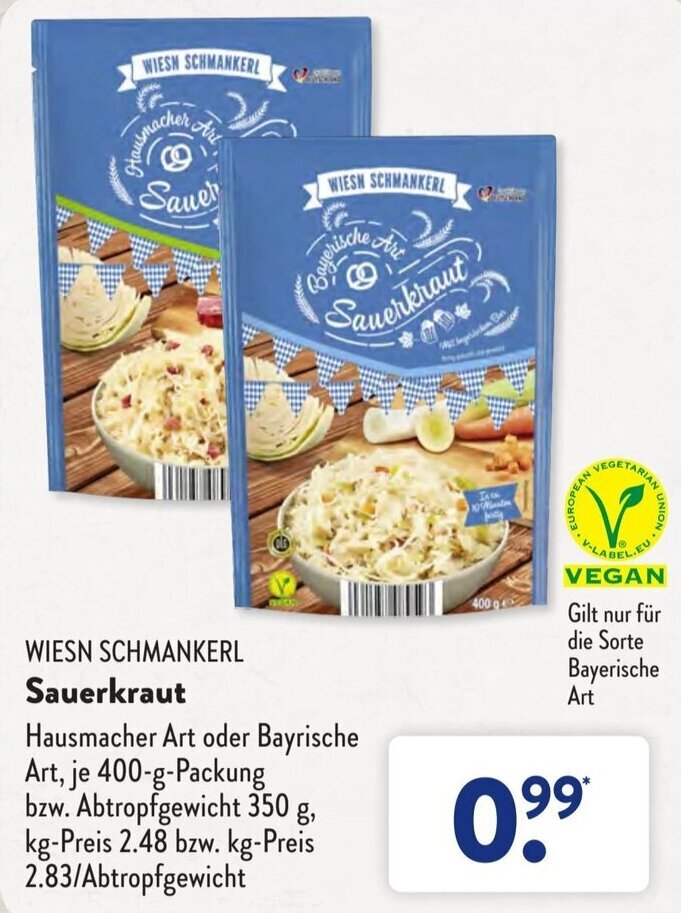 Wiesn Schmankerl Sauerkraut 400 g Packung Angebot bei Aldi Süd