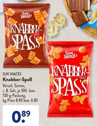 Aldi Süd Sun Snacks Knabber Spaß 100-130 g Packung Angebot