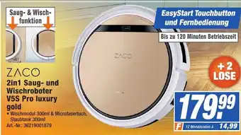 Expert Technomarkt Zaco 2in1 Saug und Wischroboter V5S Pro luxury gold Angebot