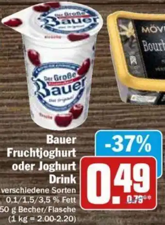 Hit Bauer Fruchtjoghurt oder Joghurt Drink 250g Becher/Flasche Angebot