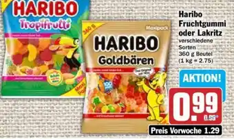 Hit Haribo Fruchtgummi oder Lakritz 360 g Beutel Angebot