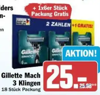 Hit Gillette Mach 3 Klingen 18 Stück Packung Angebot