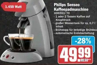 Hit Philips Senseo Kaffeepadmaschine HD6553/70 Angebot