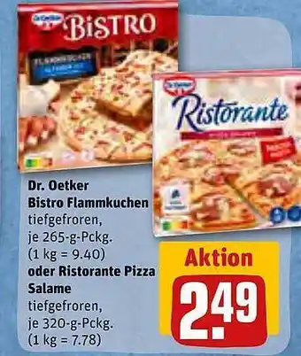 REWE Dr. oetker bistro flammkuchen oder ristorante pizza salame Angebot