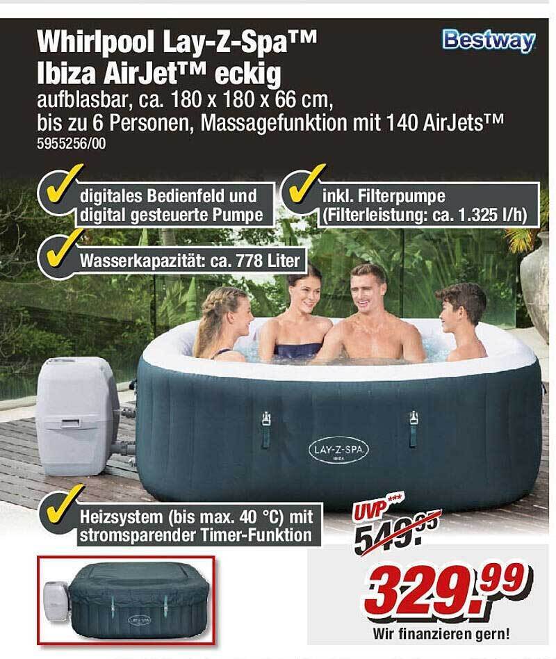 Bestway whirlpool layzspa airjet eckig Angebot bei Poco