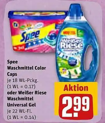 REWE Spee waschmittel color caps oder weißer riese waschmittel universal gel Angebot