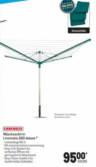 METRO Leifheit wäscheschirm linomatic 600 deluxe Angebot