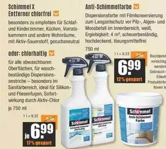 V Baumarkt Schimmel x entferner chlorfrei, oder chlorhaltig, anti-schimmelfarbe Angebot