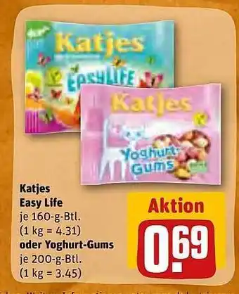 REWE Katjes easy life oder yoghurt-gums Angebot