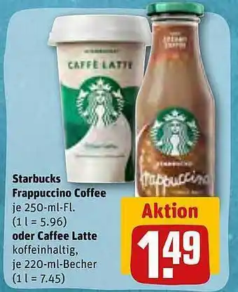 REWE Starbucks frappuccino coffee oder caffee latte Angebot