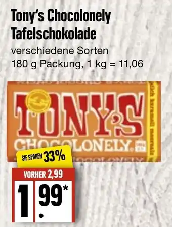 Edeka Frischemarkt Tony's Chocolonely Tafelschokolade 180 g Angebot