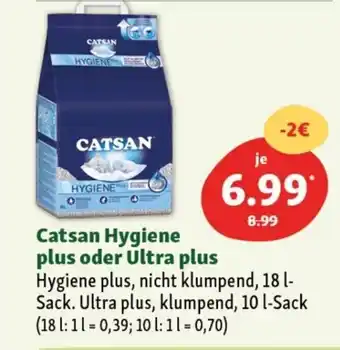 Fressnapf Catsan Hygiene plus oder Ultra plus 18 l/10 l-Sack Angebot