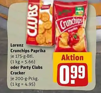 REWE Kaufpark Lorenz crunchips paprika oder party clubs cracker Angebot