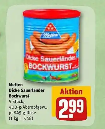 REWE Kaufpark Metten dicke sauerländer bockwurst Angebot