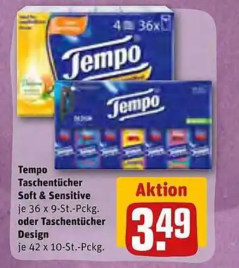 REWE Kaufpark Tempo taschentücher soft & sensitive oder taschentücher design Angebot