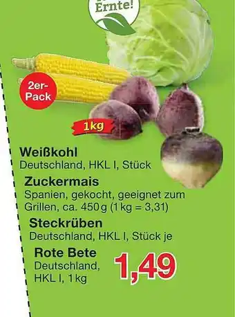 Jawoll Weißkohl, zuckermais, steckrüben oder rote bete Angebot