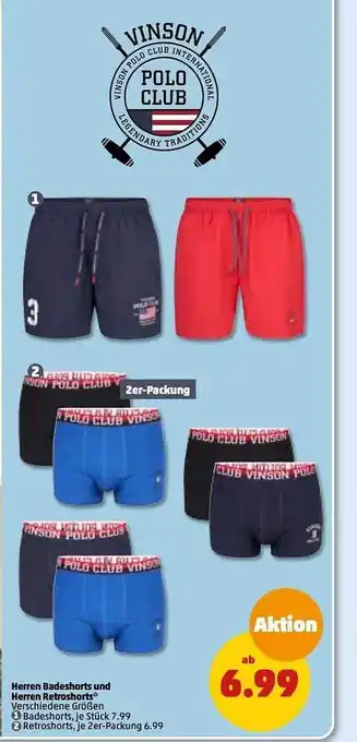 PENNY Vinson polo club herren badeshorts und herren retroshorts Angebot