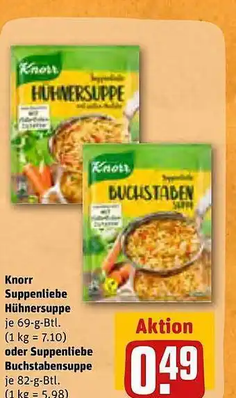 REWE Kaufpark Knorr suppenliebe hühnersuppe oder suppenliebe buchstabensuppe Angebot