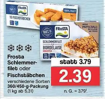 Famila Nord West Frosta schlemmerfilet oder fischstäbchen Angebot